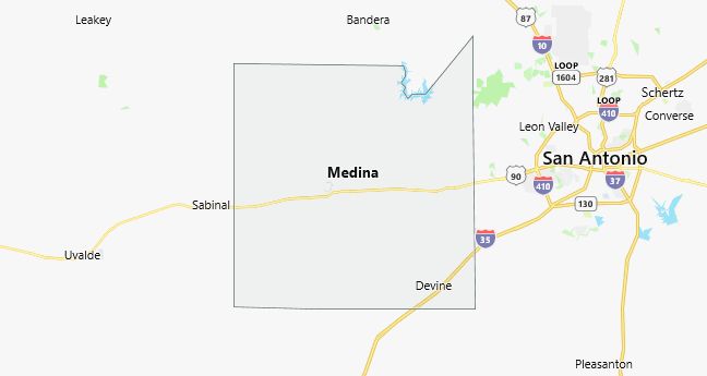 Map of Medina County Texas