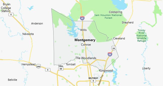 Map of Montgomery County Texas