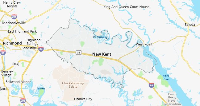 Map of New Kent County Virginia