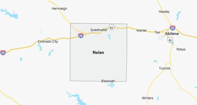 Map of Nolan County Texas