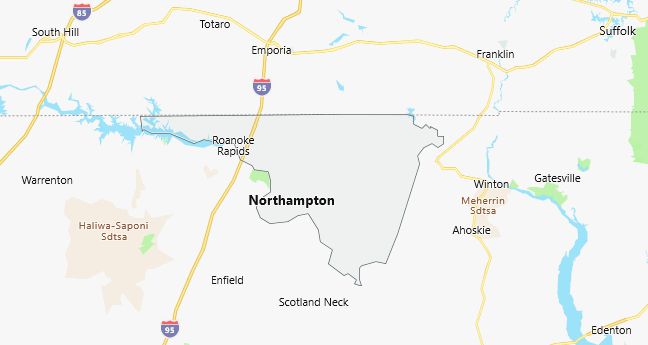 Map of Northampton County North Carolina