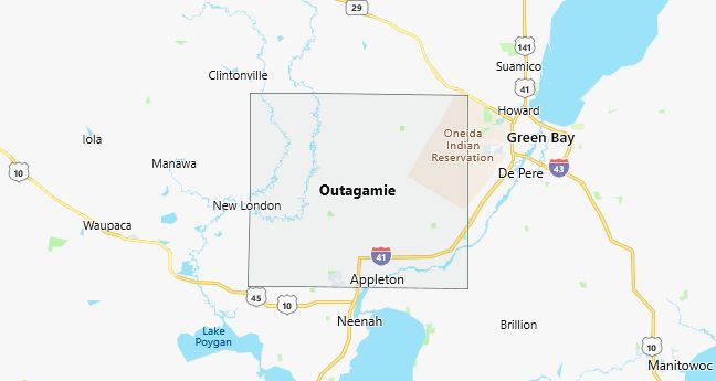 Map of Outagamie County Wisconsin