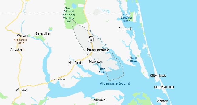 Map of Pasquotank County North Carolina