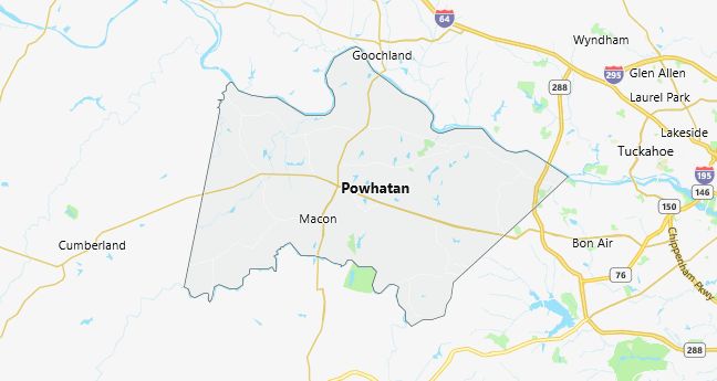 Map of Powhatan County Virginia