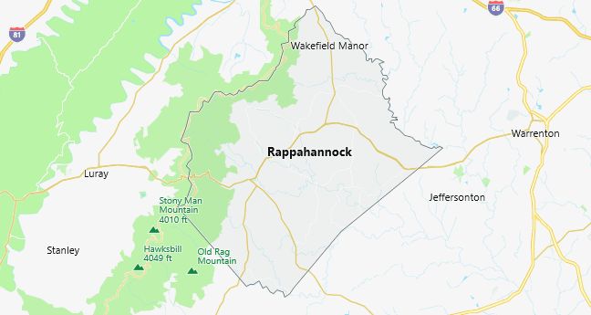 Map of Rappahannock County Virginia