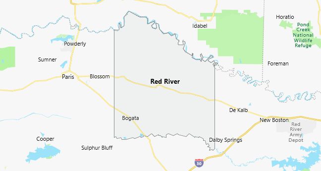Map of Red River County Texas