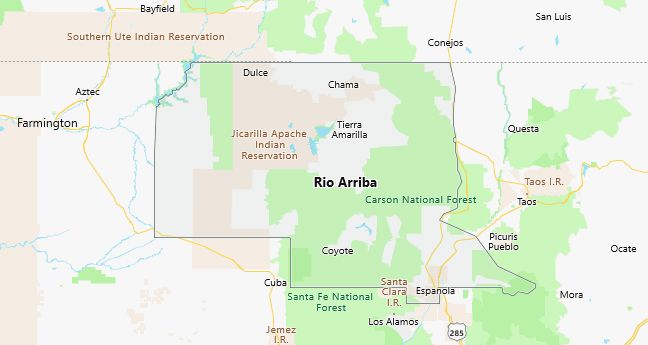 Map of Rio Arriba County New Mexico