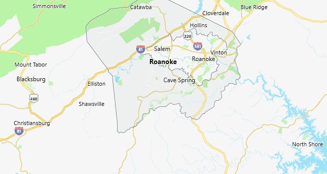 Map of Roanoke County Virginia