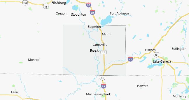 Map of Rock County Wisconsin