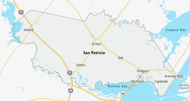Map of San Patricio County Texas