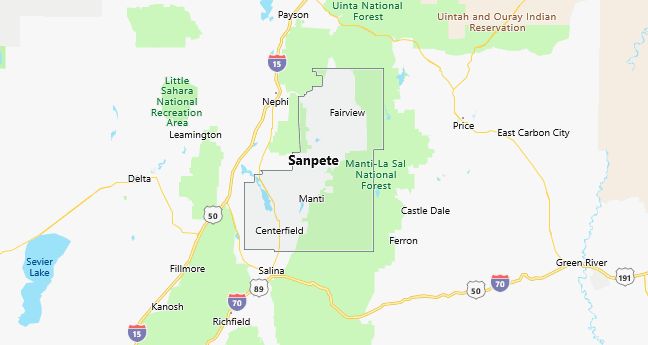 Map of Sanpete County Utah