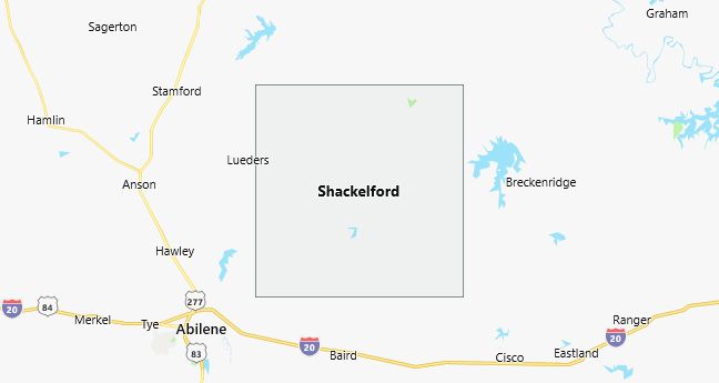 Map of Shackelford County Texas