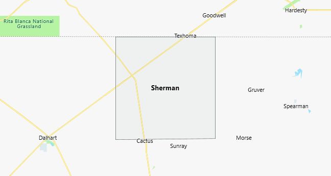 Map of Sherman County Texas