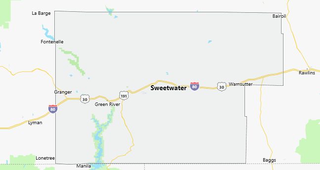 Map of Sweetwater County Wyoming