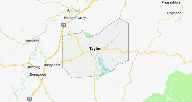 Map of Taylor County West Virginia
