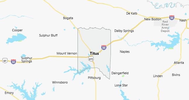 Map of Titus County Texas