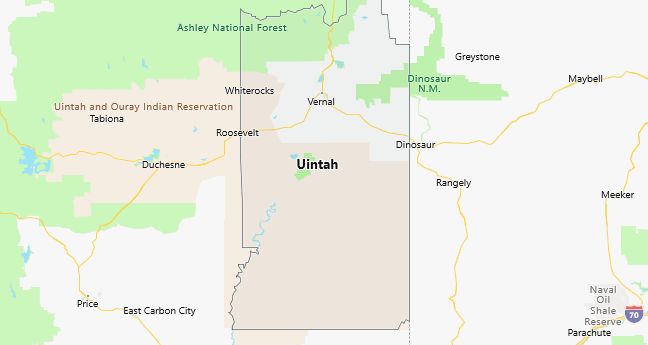 Map of Uintah County Utah