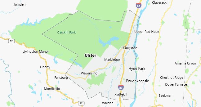Map of Ulster County New York