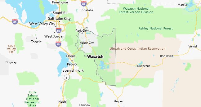 Map of Wasatch County Utah