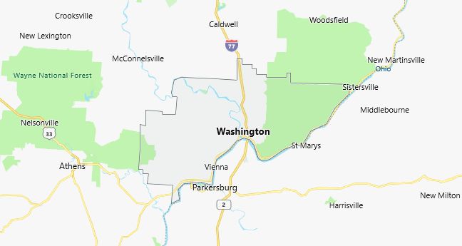 Map of Washington County Ohio