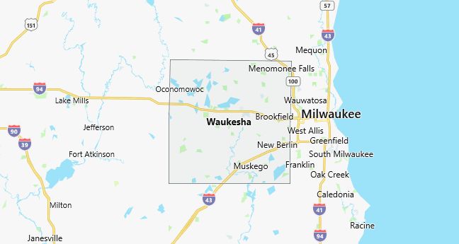 Map of Waukesha County Wisconsin