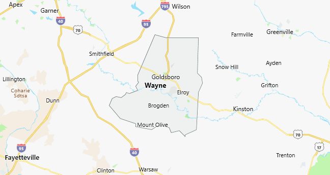 Map of Wayne County North Carolina
