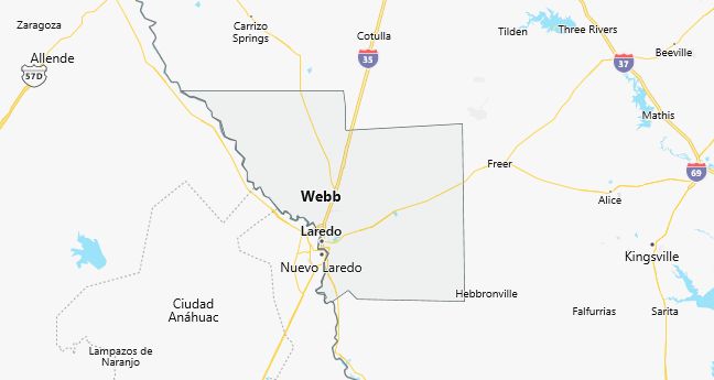 Map of Webb County Texas