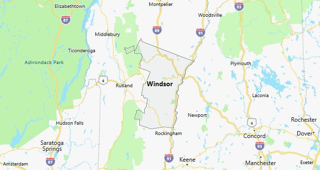 Map of Windsor County Vermont