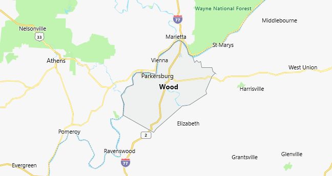Map of Wood County West Virginia